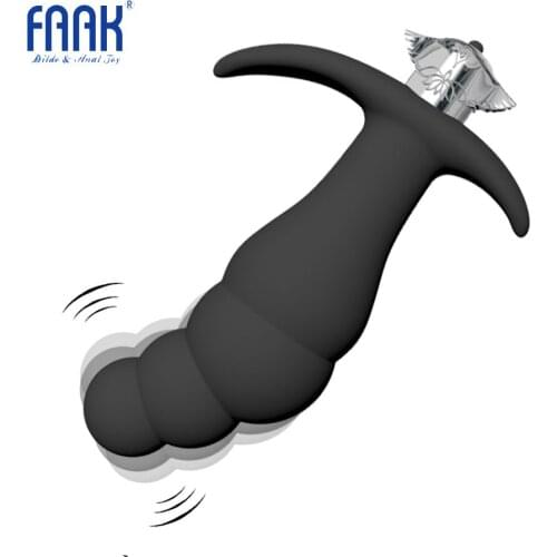 FAAK 10 Speeds silicone vibrating anal plug anal beads vibrator adult sex toys g spot stimulate postate massage for beginner