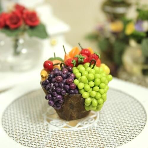 G06-X506 children baby gift Toy 1:12 Dollhouse mini Furniture Miniature rement Rich fruit basket 1pcs