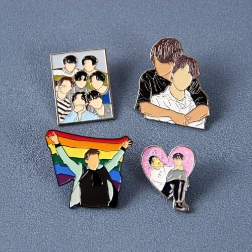 GAY LGBT Pride Rap Monster Jimin Jin Jungkook SUGA J-HOPE Enamel Brooch Pins Fashion Jewelry Gift Lapel Pins Badges