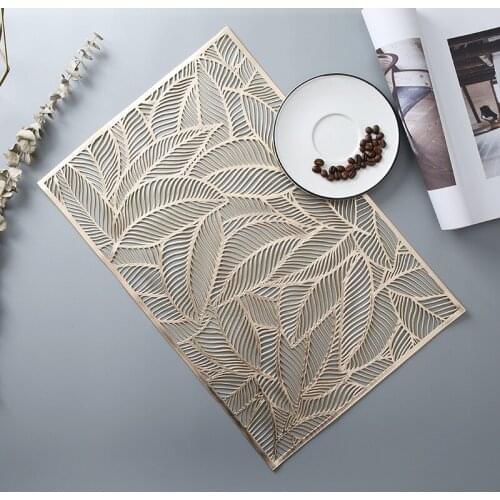 Geometric Hibiscus Flower Non-slip Heat Insulation Table Mat PVC Hotel Restaurant Plate Mat European Style Decoration Pads