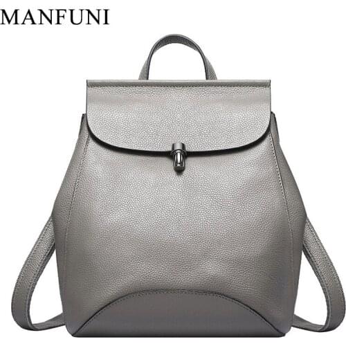 Classic Vintage Women Backpack 100% Genuine Cow Leather Girls Student Real Leather School Backpack Shoulder Bag Mochila