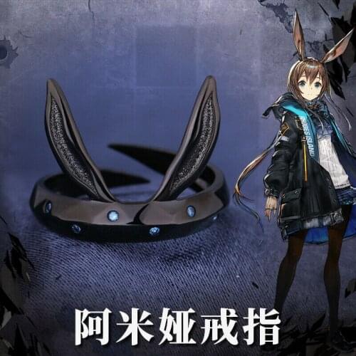 New Anime Arknights Amiya Ring Rabbits Ears 925 Silver Cos gift Adjustable size 5/6/7