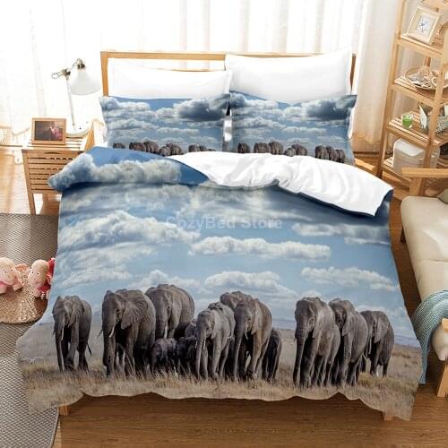 Animal Elephants 3d Bedding Sets Comforter Fashion Duvet Cover Sets Luxury Bed Linen Twin Queen King Single Size Scenery Decor