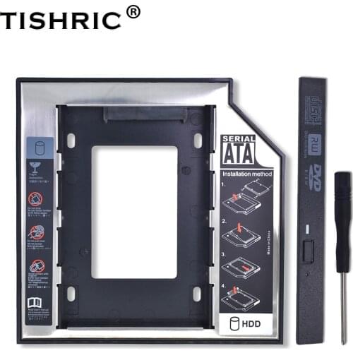 TISHRIC Universal Aluminum Plastic 2nd HDD Caddy 12.7mm SATA3.0 CD-ROM 7-12.5mm 2.5"SSD Hard Drive Case Enclosure for Laptop