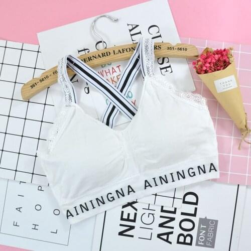 2020 new lace bra black and white with letters beautiful back wrapped chest girl tube top student yoga sports underwear vest