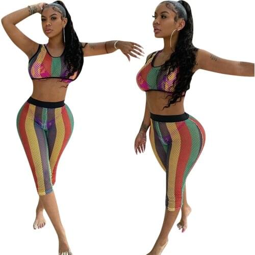 Summer New Style European and American Womens Casual Slim Suit Mesh Printing Suit