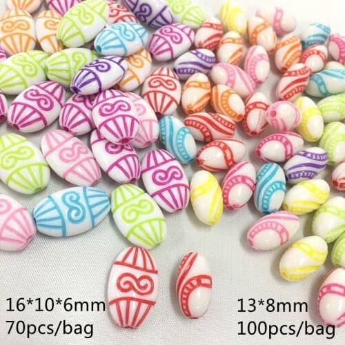 Meideheng New plastic acrylic Flat ellipse Olive beads for Jewelry making Childrens Necklace bracelet accessories Bohemia style