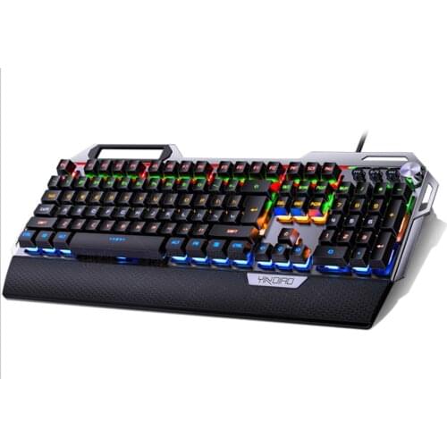 K100 Metal Wired Mechanical Keyboard,Upgrade Multimedia Knob Gamer Keyboard With 12 Kinds Light ,Lager Hand Rest