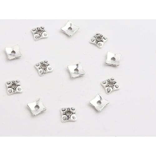 50pcs Antique Silver Gold Rectangular Wth Holes Metal Spacer Bead Caps For Jewelry Making Wholesale Customize Necklace Earring