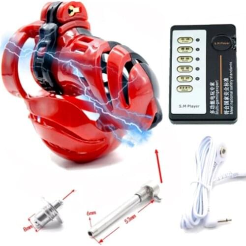 New Plastic Electric Shocker Chastity Cage 40/45/50mm Penis Rings Sex Toys For Men Masturbators Urethral Plug Stimulate Massage
