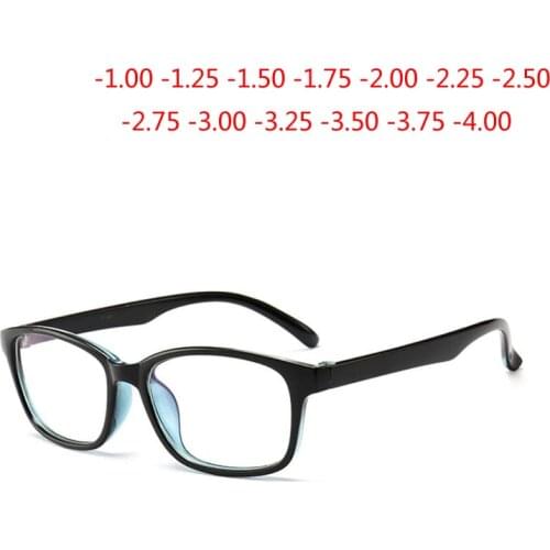 -1.00 -1.25 -1.50 -1.75 -2.00 -2.25 To -4.0 Finished Myopia Glasses Women Men Short-sight Eyewear Outer Black Inner Blue Frame