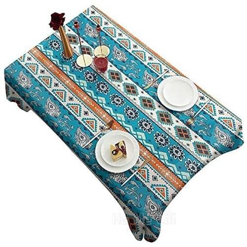 Printed Persian Tulip Spring Bohemian Art Rectangular Table Cloth Home Kitchen Thanksgiving Christmas