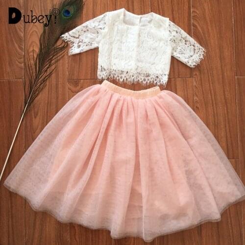 Flower Girl Dresses Girls Clothing Set for wedding Lace Top Tulle Long Skirt Two Piece Set Princess Dress Girls Boutique Outfits