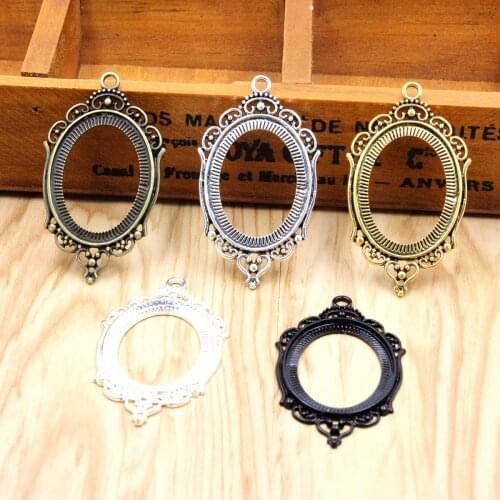 Fit 30x40mm Oval Cabochons Summer Fashion Cameo Pattern Glass Frame Bezel Settings Tray Blank DIY Making Accessories 5pcs K06256