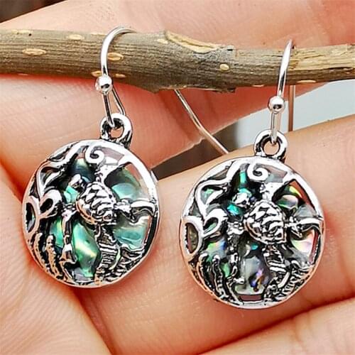 Qianraq Beautiful Abalone Shell Earrings Turtle Seaweed Flower Creative Drop Earring For Women Girl Gift Party Vacation
