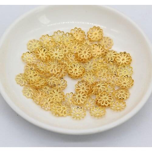 200p 6.5/8.5mm gold/silver/bronze Filigree flower Spacer beads end caps Bead Caps Jewellery Findings Craft DIY Bracelet Necklace