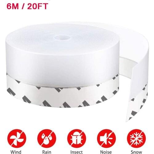 6m Weather Stripping Silicone Door Seal Strip Glass and Wood Door Window Sound Insulation and Moisture Self-adhesive Tape