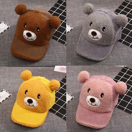 Cartoon Bear Baby Girl Hats Double Ball Cap Girl Boy Sun Hat With Ball Spring Winter Newborn Photography Road Cute Baseball Cap