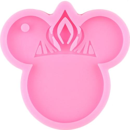 Disney Mickey Head Keychain Silicone Mold Frozen Crown Epoxy Resin Molds Pendant Charms Making Jewelry Mould Chocolate Mould