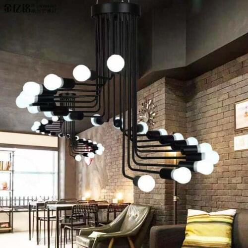 Modern iron black pendant lamp modern led chandelier nordic decoration home ventilador de techo living room decoration