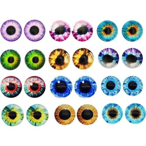 Julie Wang 6-30mm In Pairs Glass Eyes Cabochons Random Mixed Round Pupil Dragon Cat Eyes Flat Back Jewelry Making Accessory