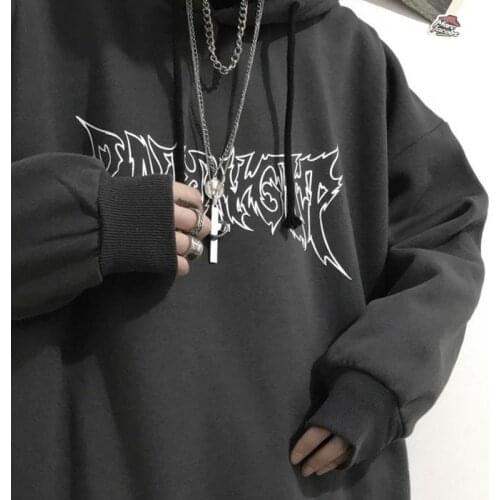 2021 Korean Harajuku letter printed loose sweatshirt autumn winter preppy plus velvet thick hooded top men women hip hip hoodies