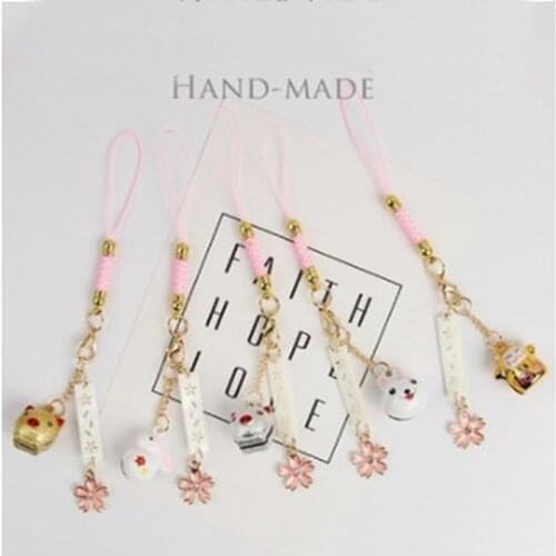 Tradition Rabbit Bunny Pig Cat Bell Sakura Omamori Phone Pendant Bag Pendant Good Luck Fortune Wealth Charm Couple Gift