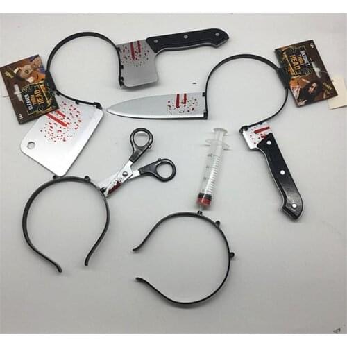 Halloween three-dimensional hair accessories tidy simulation toy plastic head knives scissors Halloween decoration props