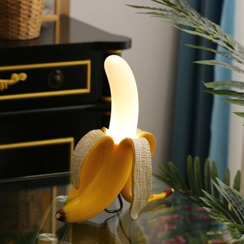 Creative Banana LED Table Lamp Modern Decor Living Room Study Bedroom Bedside Table Lamps Resin Glass Christmas Gift Desk Lamp
