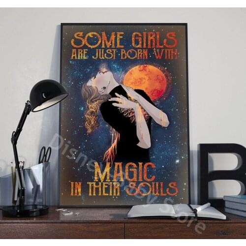 Vintage Witches Poster Magic Girl Canvas Prints Painting Wall Art Pictures for Home Decor No Frame