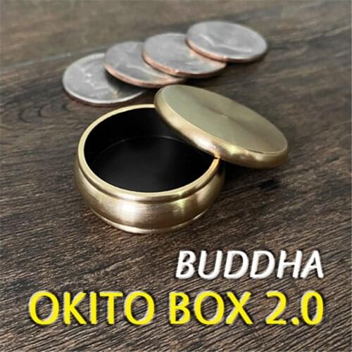 Buddha Okito Box 2.0 + Half Dollar Shell Magic Tricks Stage Close Up Magia Coin Appear Penetrate Magie Illusion Gimmick Props