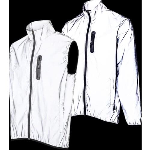 WOSAWE Full Reflective Men Womens Cycling Jackets Waterproof Windproof MTB Bike Windbreaker for Night Riding Autumn Long Jersey
