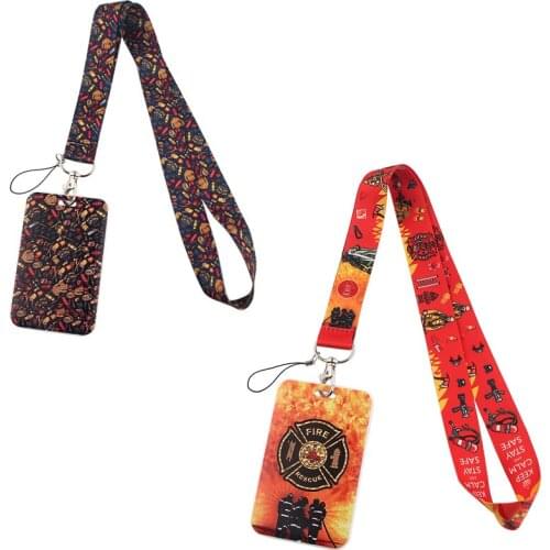 YA182 Brave Firefighters Neck Strap Lanyards Keychain Holder ID Card Pass Hang Rope Lariat Lanyard Birthday Gifts
