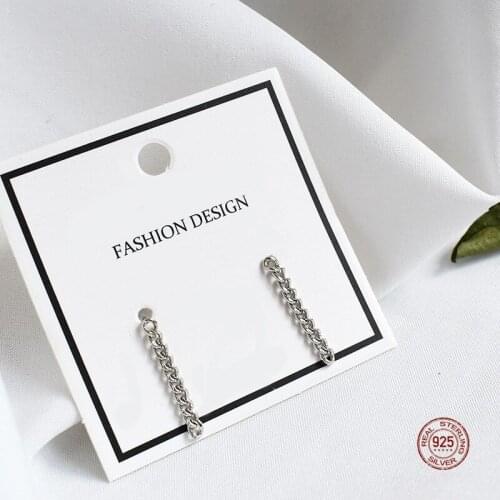 LKO Punk Geometric Link Chain Charm Stud Earrings for Women 925 Sterling Silver Unisex Hiphop Rock Jewelry Gift Ornaments