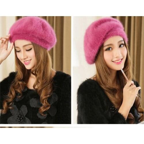 Korea Style Female Cute Fur wholesale sable beret qiu dong female knitting rabbit hair female fashion hat