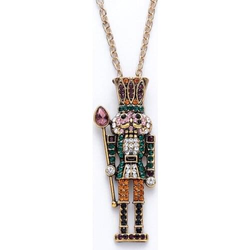 Harong Colorful Crystals Necklace Nutcracker Ballet Gold Chain Pendant Necklace Women Choker Women Gift Necklace Vintage Jewelry