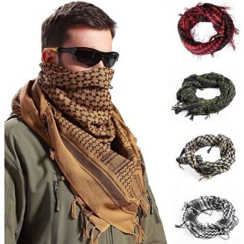 Military Arab Keffiyeh Shemagh Scarf Cotton Winter Shawl Neck Warmer Cover Head Wrap Windproof Tactical Camping Scarf Men Women