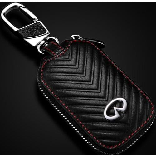 1 Pcs Leather Key Case For Infidini FX QX30 QX50 QX60 QX80 Q50 Q70L Key Shell Buckle With Logo Key Cover Keychain Accessories