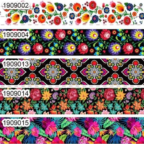 10yards - different sizes -Flowers pattern Grosgrain ribbon - Mexico ribbon printed ribbon