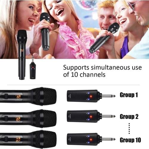 2Pcs K380S Portable Wireless Mic Karaoke KTV Party Music Singing Microphones Wireless 10 Channels Power Saving Microphone