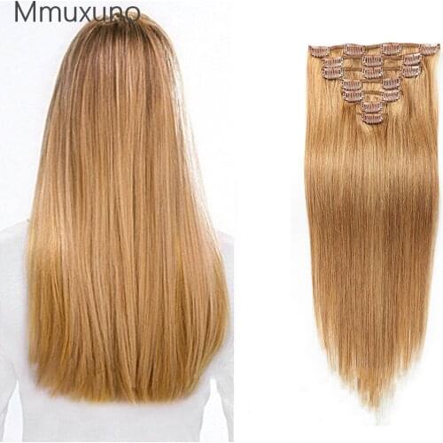 22inch 100g #12 clip hair human hair 7-piece set