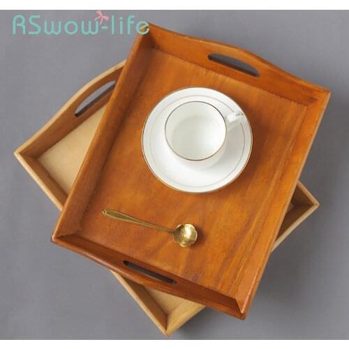 30.8*25.8*3.1cm Simple Solid Wood Tray Rectangular Wooden Tray Home Wooden Vintage Tea Trays Serving Trays For Kitchen Storage