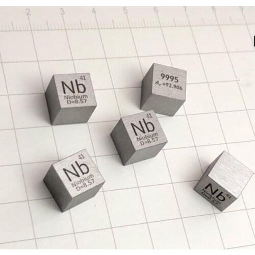 5pc 99.95% High Purity Niobium Nb 8.58g Carved Element Periodic Table 10mm Cube