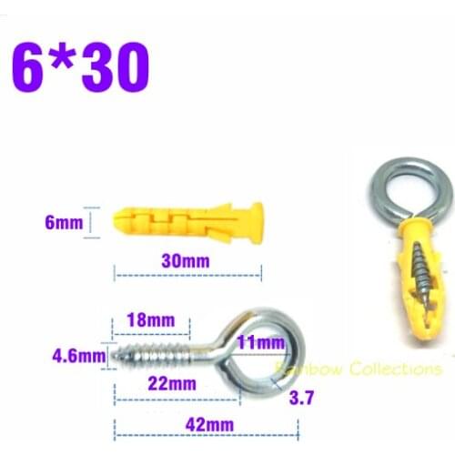 6*30 Round Hook Aircraft expansion bolt Plastic expansion sleeve Aircraft anchor Gypsum board hollow wall Expansion screw