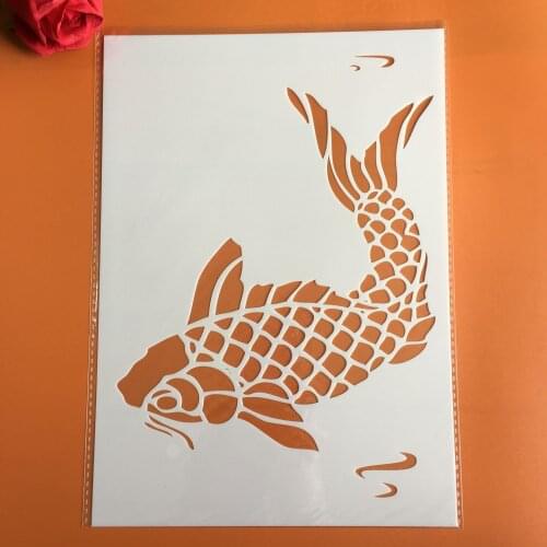 A4 29 * 21cm Animal carp fish DIY Stencils Wall Painting Scrapbook Coloring Embossing Album Decorative Paper Card Template