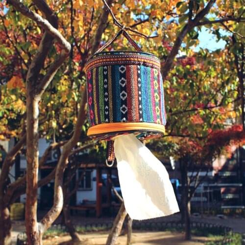Outdoor Camping Foldable Ethnic Wind Tissue Case Portable Napkin Paper Holder Car Accessories Homestay Decoration