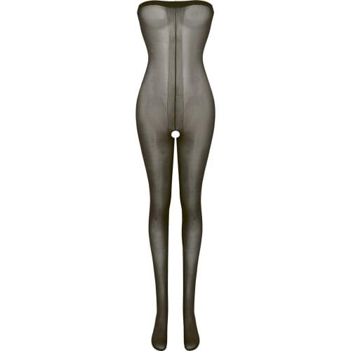 Women Pantyhose Tights Bodysuit Sexy Lingerie Transparent Mesh Stretch Toe to Bust Open Croch Full Body Stocking Porno Costume