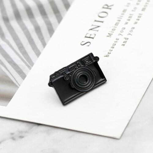 Cartoon Enamel Black Digital Camera Brooch For Women Denim Clothes Collar Lapel Pins Clothing Bag Decor Badge Accessory