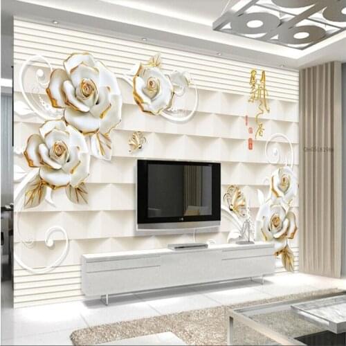 Beibehang papel de parede White embossed floral fragrance background wall custom large mural green wallpaper