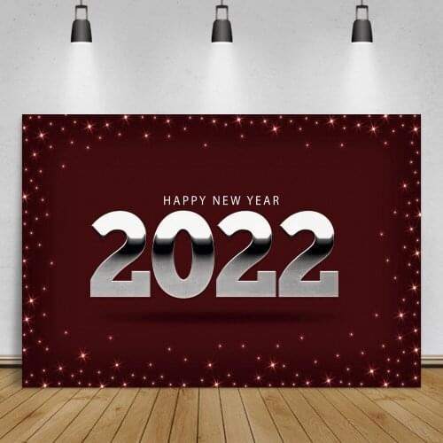 Photo Backdrops Black Silver New Year Of 2022 Shiny Star Party Celebration Poster Banner Portrait Photocall Photo Background
